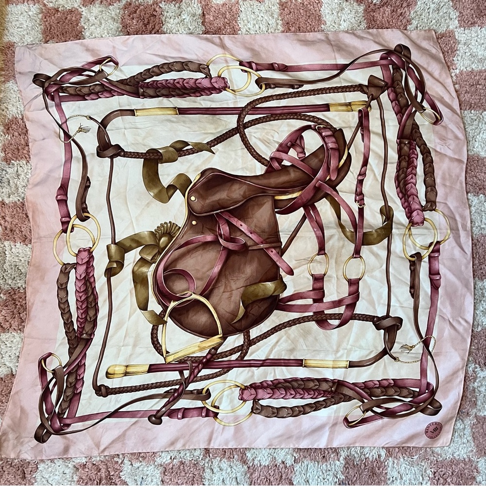 Mantero Collection Equestrian Print 100% Silk Large Scarf